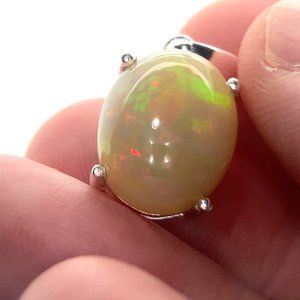 Welo Opal 7.30ct Platinum Finish Solid 925 Silver Pendant